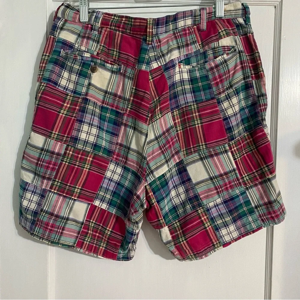 J. Crew Vintage Madras Patchwork Plaid Cotton Preppy Nautical Men’s Shorts 34